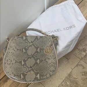 Michael Kors Python Pattern Leather Shoulder Bag with Gold Accents